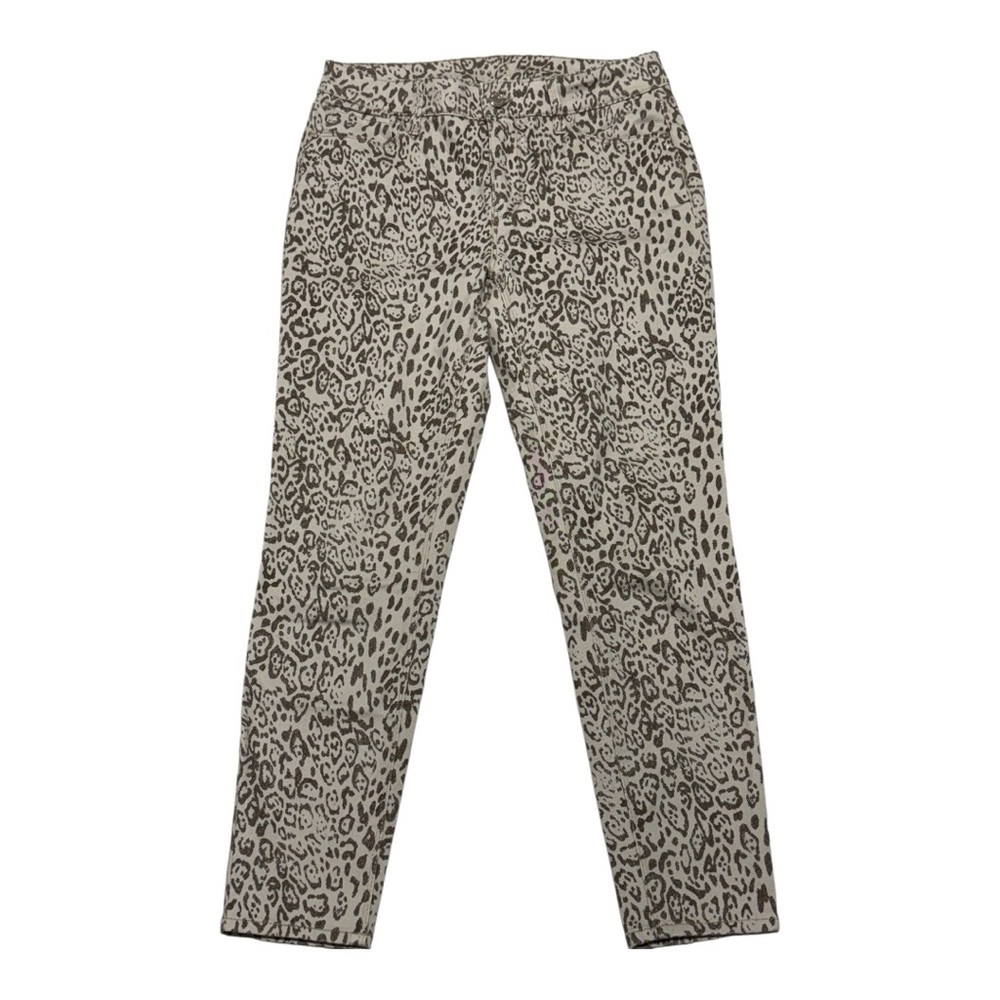 White House Black Market Women's Leopard Print Mid Rise Skinny Crop Jeans Size 4